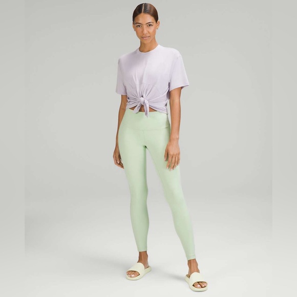 Lululemon Modal Silk Blend Tie Front Yoga Tee size 4 Faint Lavender FTLV - Picture 1 of 6